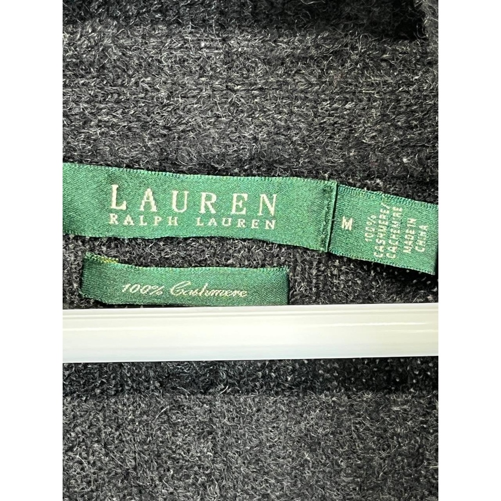 Lauren Ralph Lauren Charcoal Wool Cashmere Shawl Collar Cardigan Medium - Picture 4 of 10